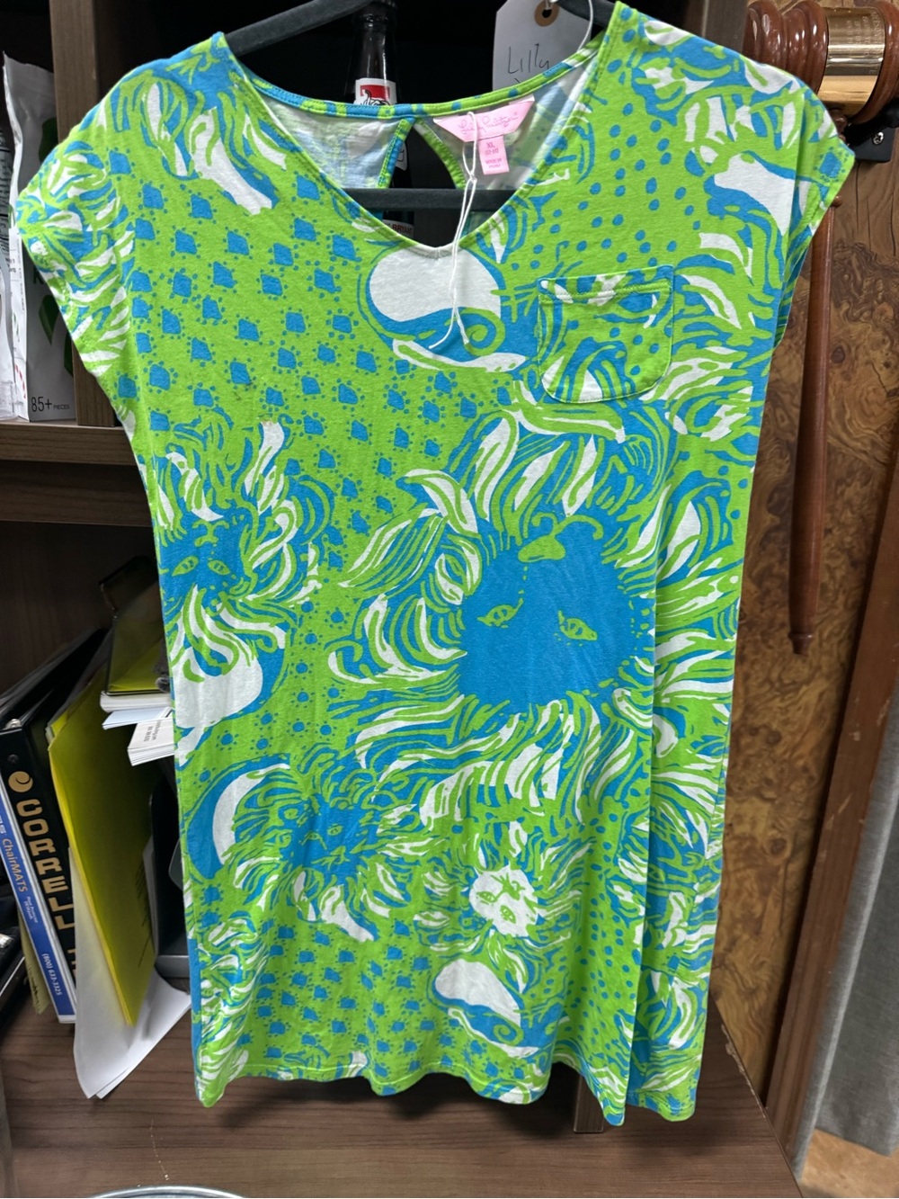 Lilly Pulitzer Green, Blue & White Graphic Tee Dress